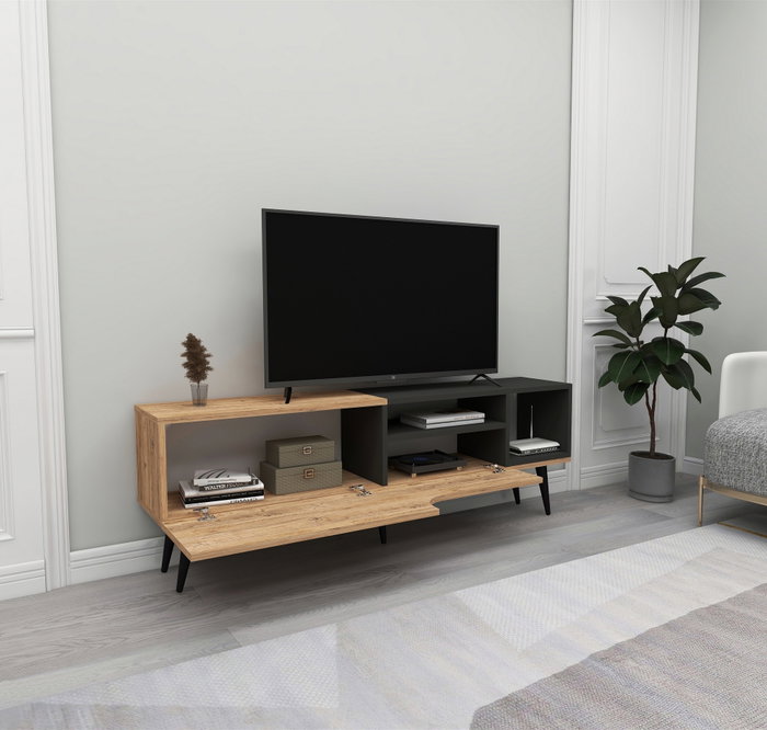 Hanah Home Soporte TV Atlantic Pine Anthracite 150cm Ancho x 49.6cm Alto x 29.6cm Profundo